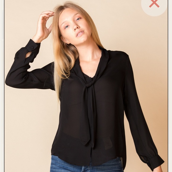 L'Agence 100% Silk Neck Tie Blouse - Picture 1 of 9